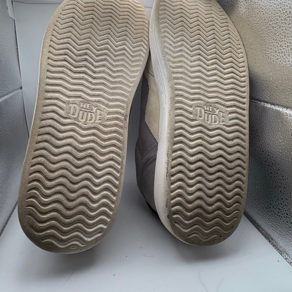 Hey Dude Hudson M Canvas Light Grey Men Sneakers Low Top Slip On Shoes Size 14 - Picture 10 of 10